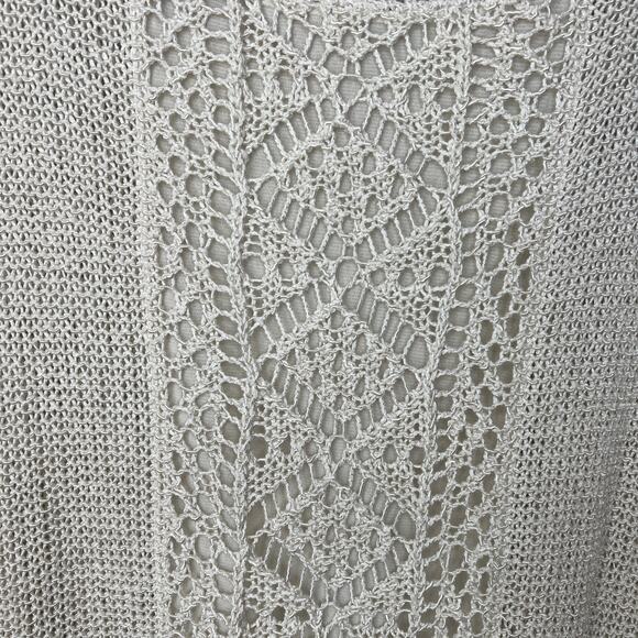 Chico's Women's‎ Cream Open Weave Short Sleeve Crochet Pullover Sweater SZ 3/XL - Picture 2 of 8